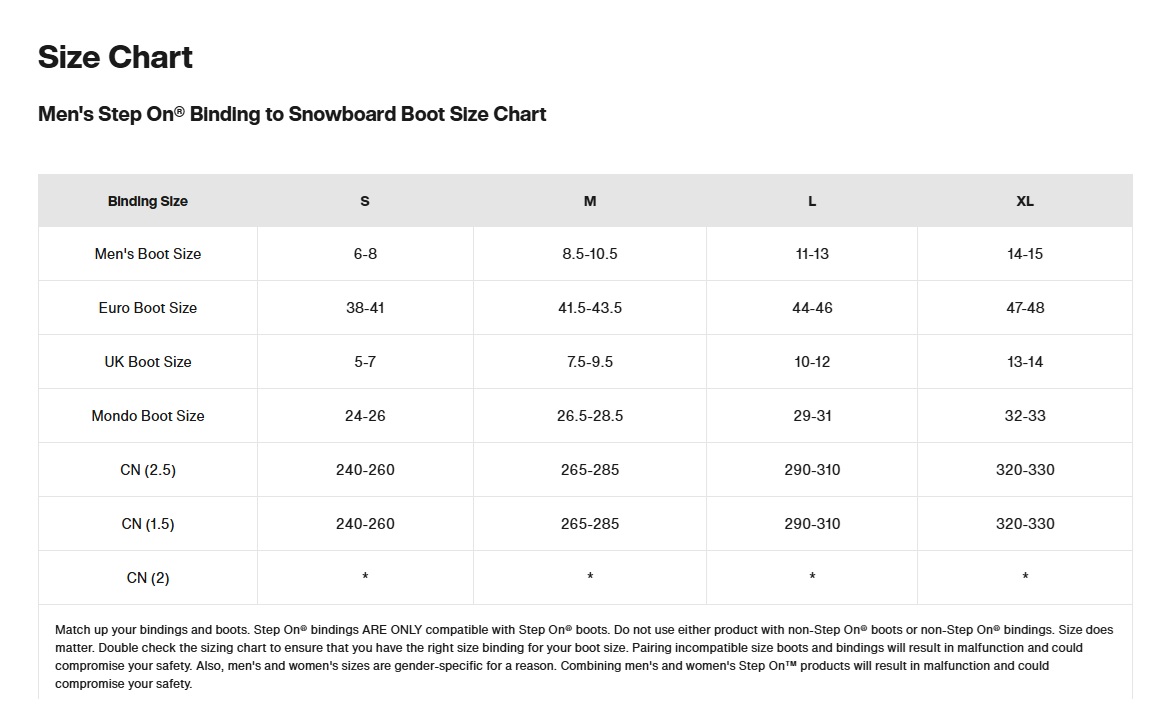 Burton-Stepon-size-chart Burton-Stepon-size-chart